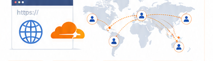 Cloudflareのイメージ：世界中に配信される地球儀と通信線